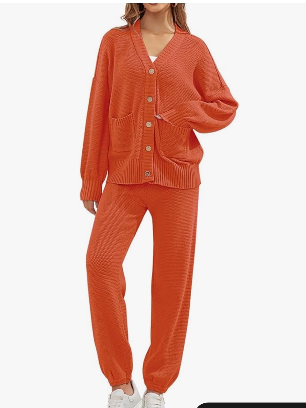 Amazon 2-Piece Lounge Set Cardigan and Pants Burnt Orange Size Medium NWOT